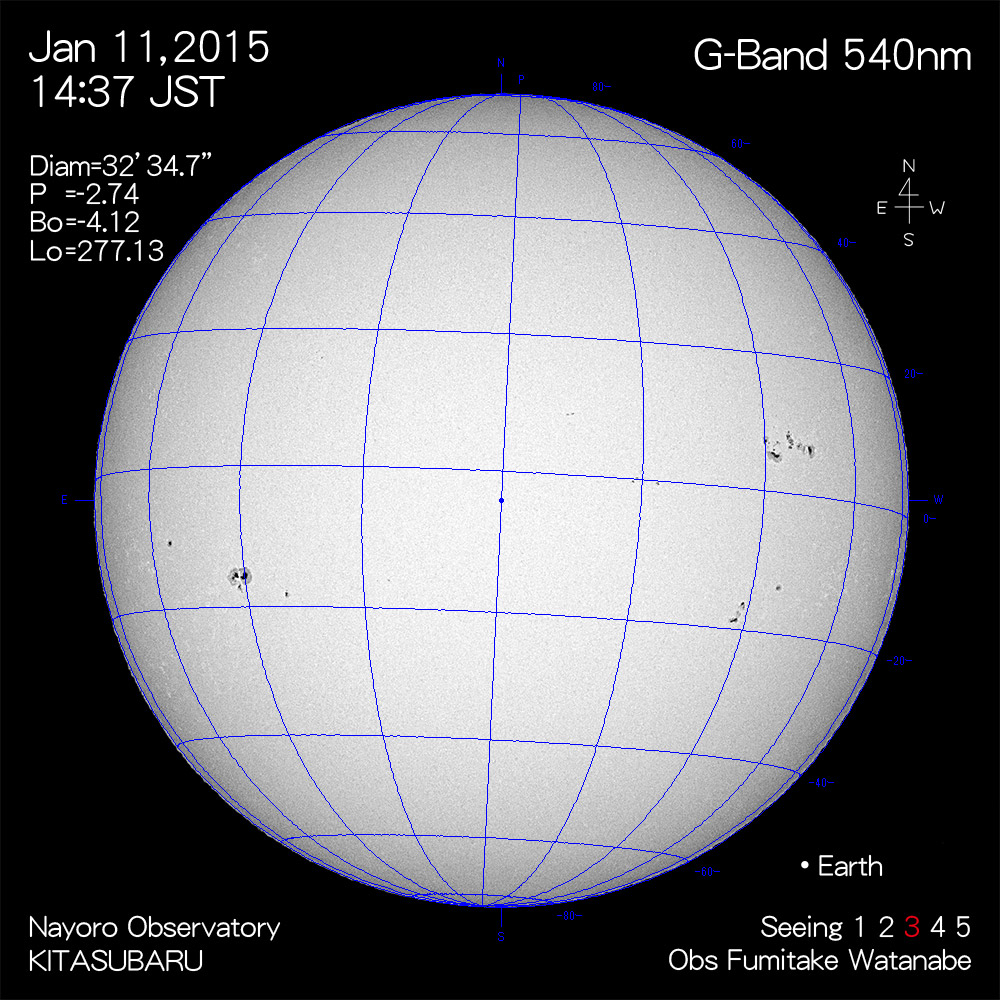 2015年1月11日540nm波長の太陽