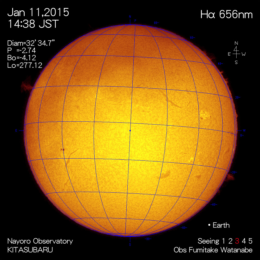 2015年1月11日Hα波長の太陽