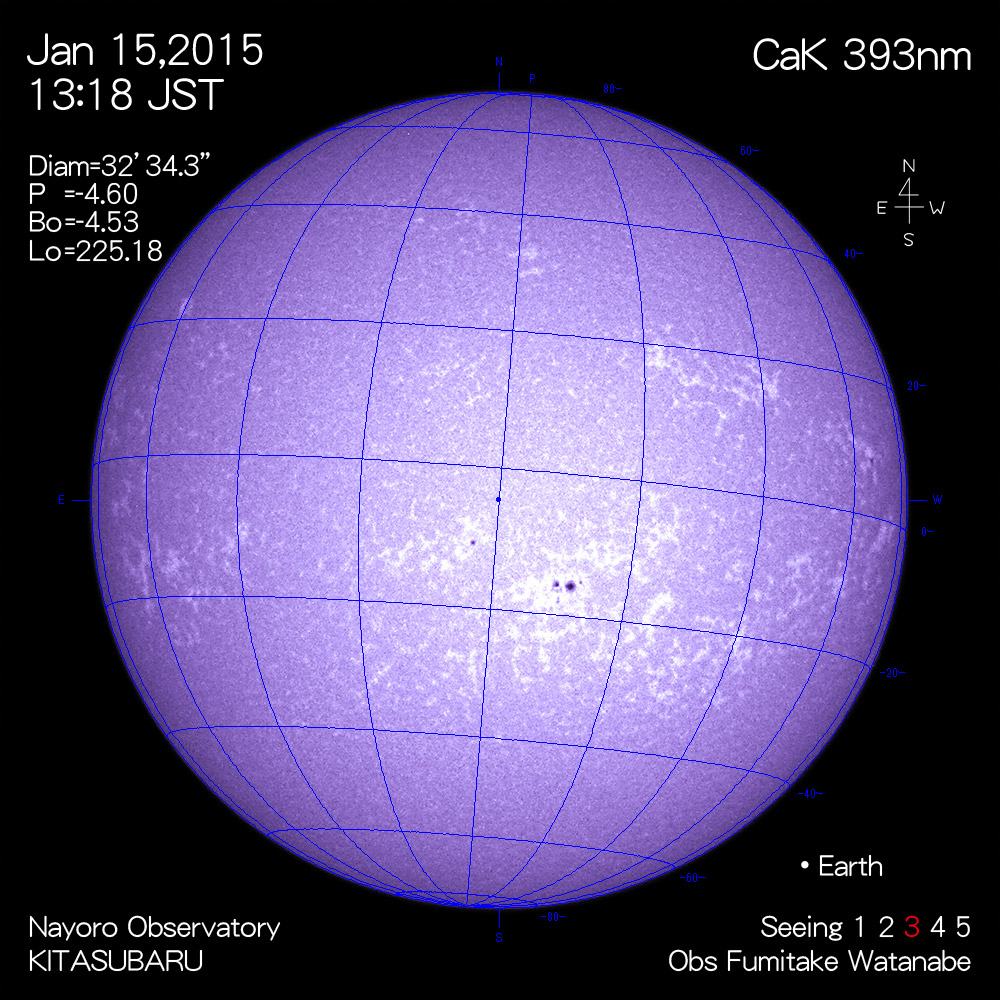 2015年1月15日CaK波長の太陽
