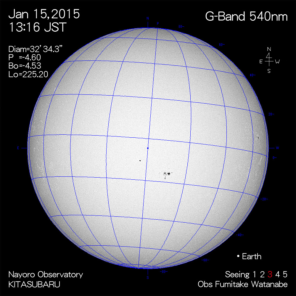 2015年1月15日540nm波長の太陽