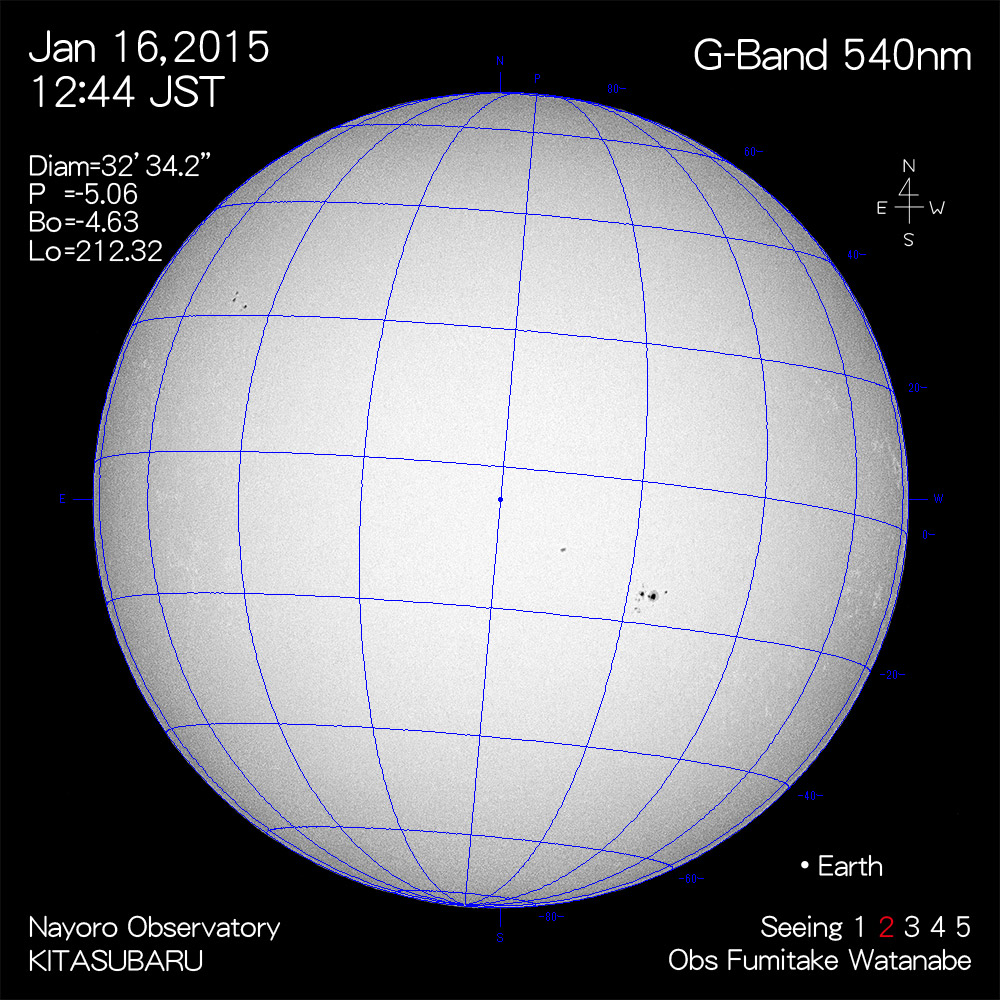 2015年1月16日540nm波長の太陽