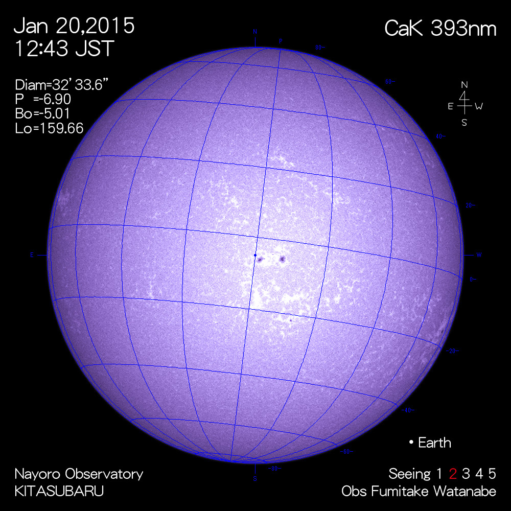 2015年1月20日CaK波長の太陽