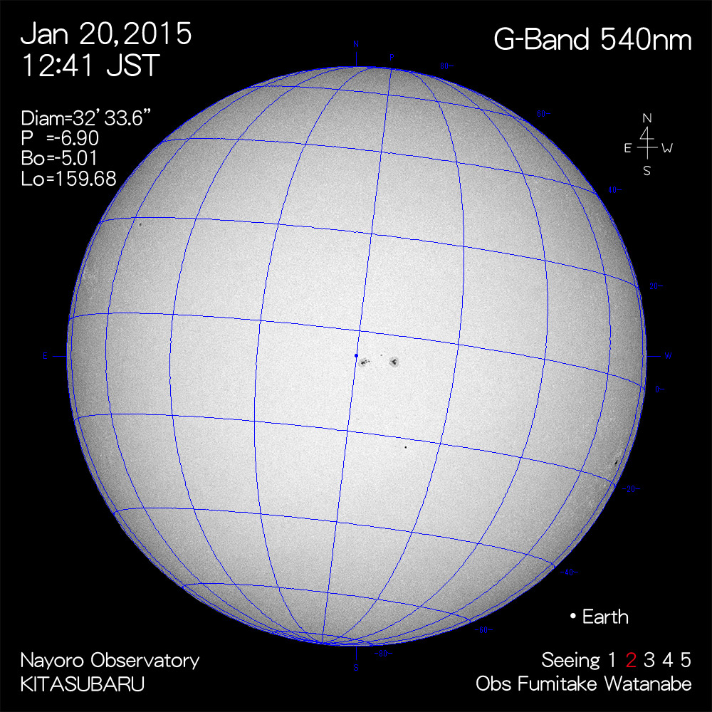 2015年1月20日540nm波長の太陽