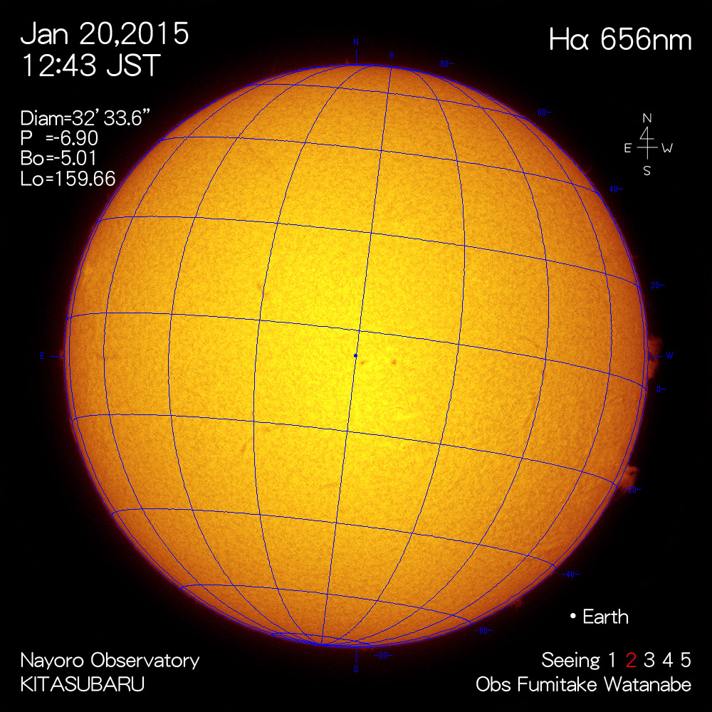 2015年1月20日Hα波長の太陽