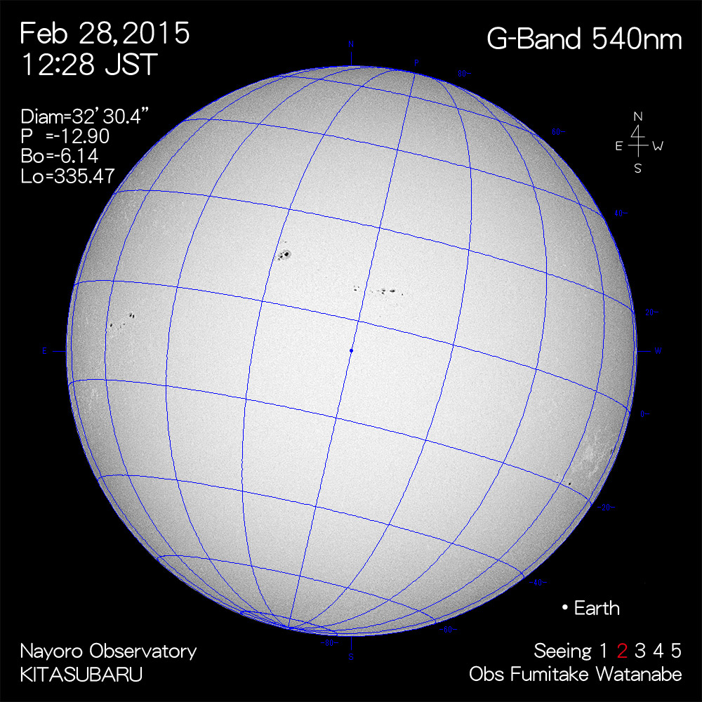 2015年2月3日540nm波長の太陽