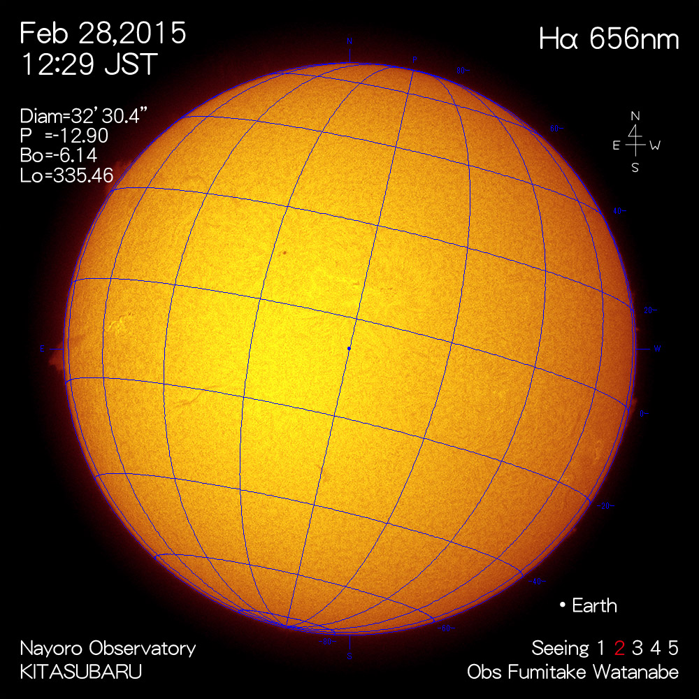 2015年2月3日Hα波長の太陽