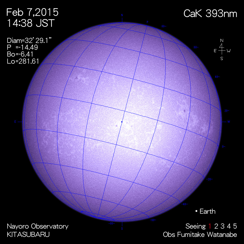2015年2月7日CaK波長の太陽