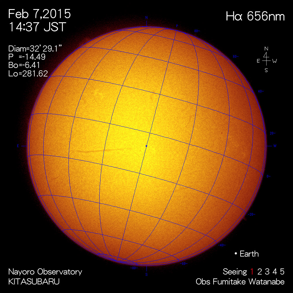 2015年2月7日Hα波長の太陽