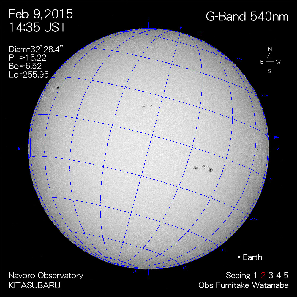 2015年2月9日540nm波長の太陽