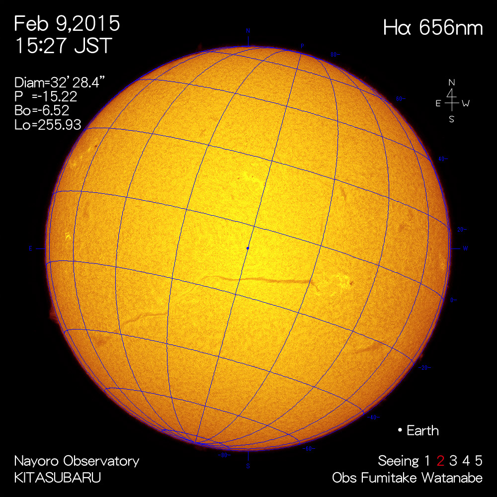 2015年2月9日Hα波長の太陽