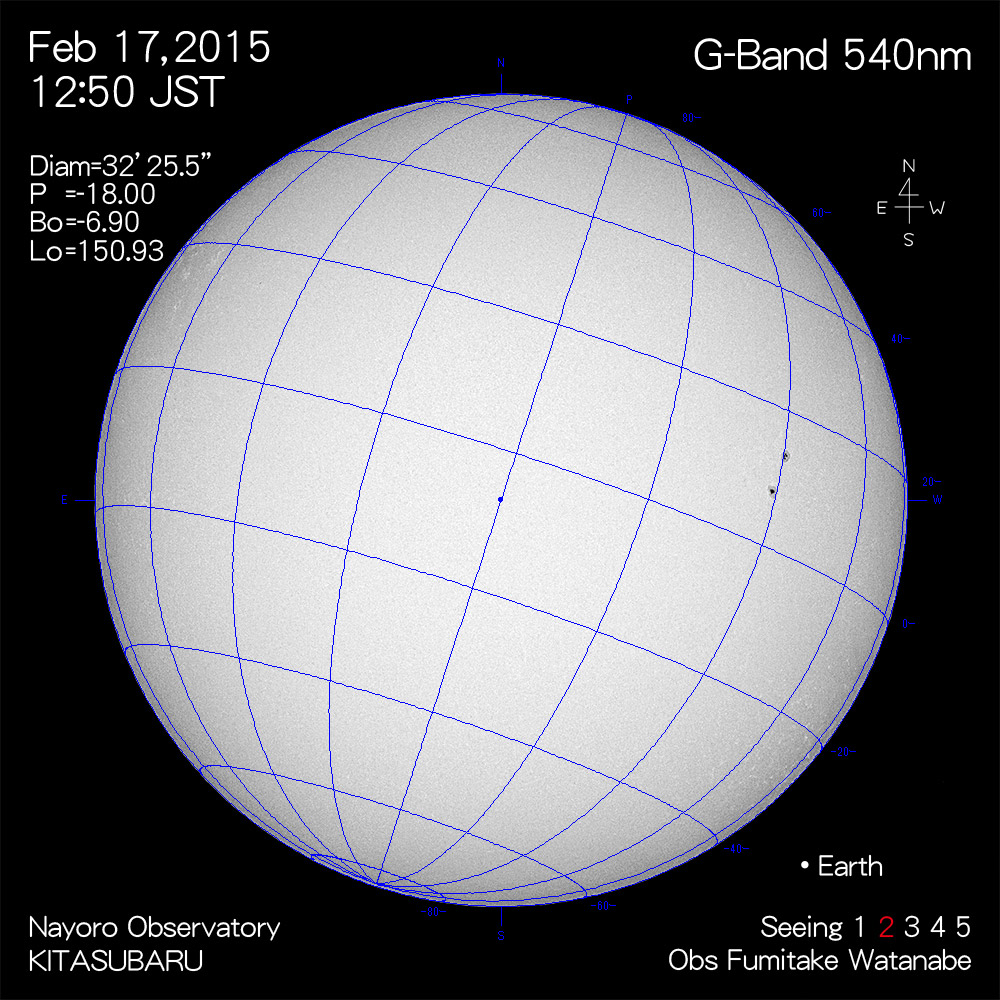 2015年2月17日540nm波長の太陽