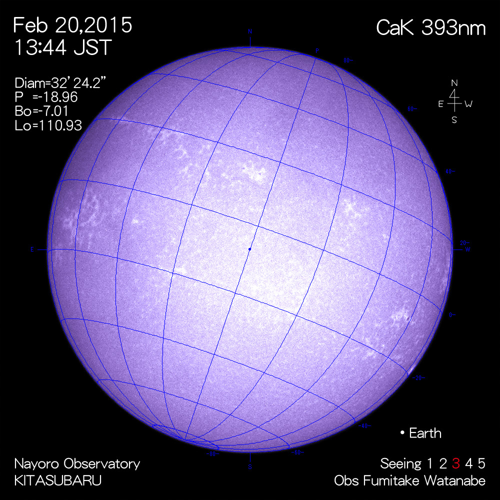 2015年2月20日CaK波長の太陽
