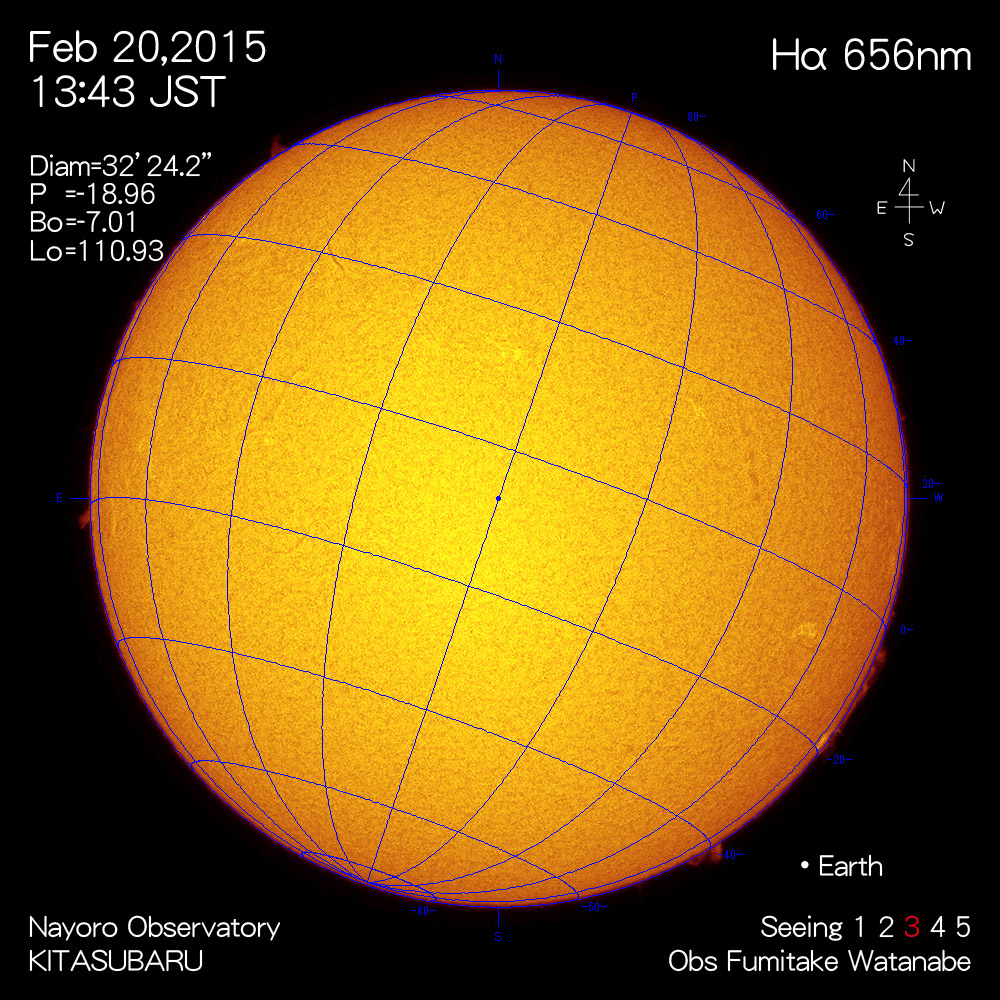 2015年2月20日Hα波長の太陽