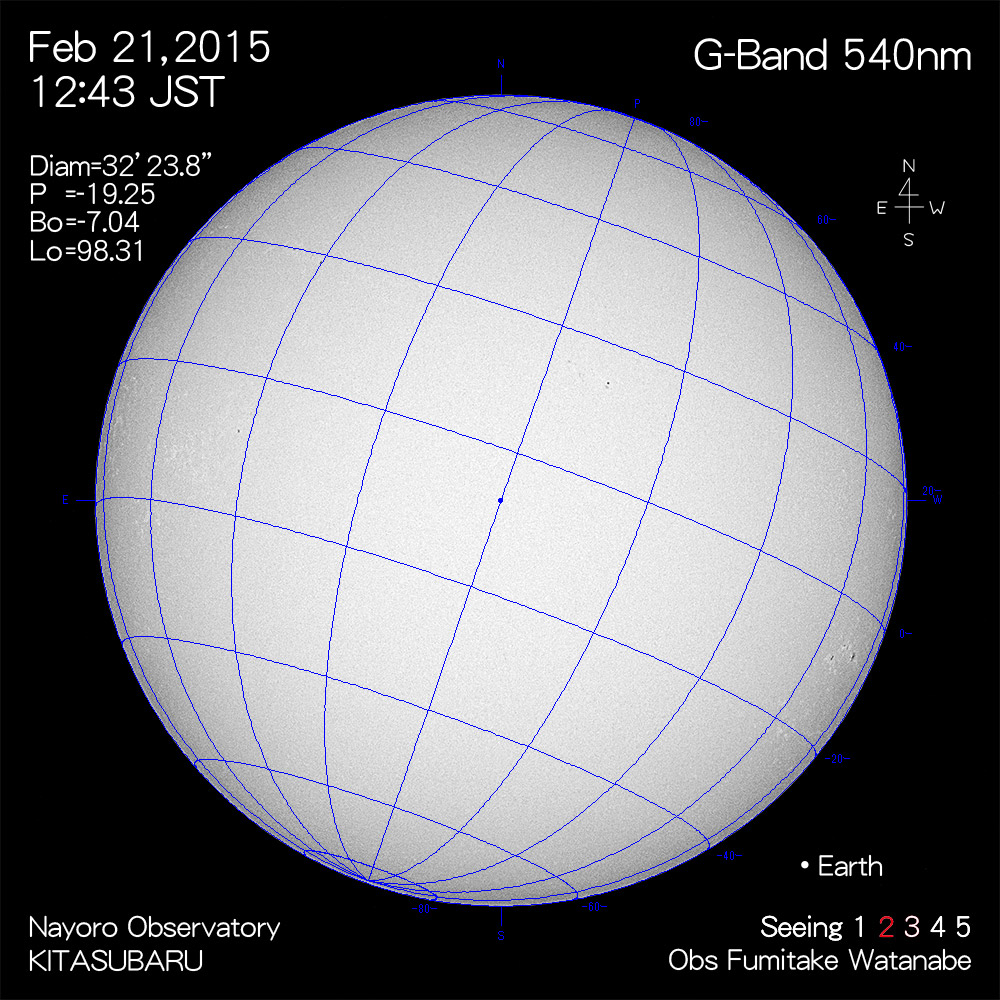 2015年2月21日540nm波長の太陽