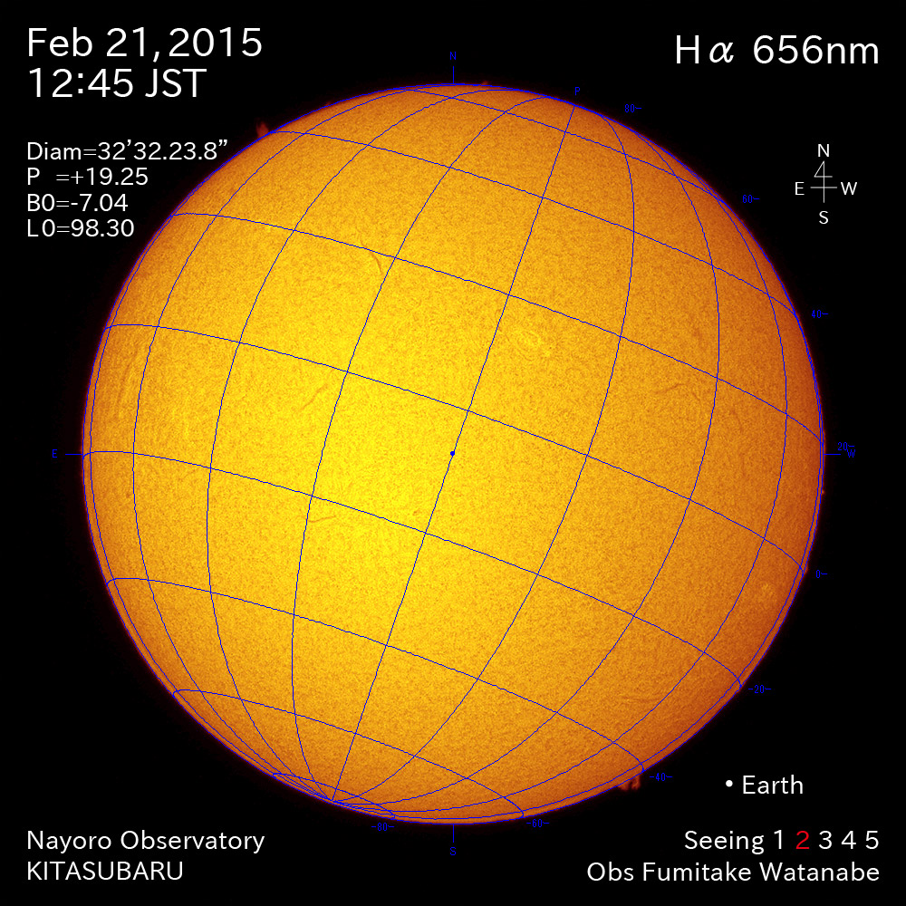 2015年2月21日Hα波長の太陽