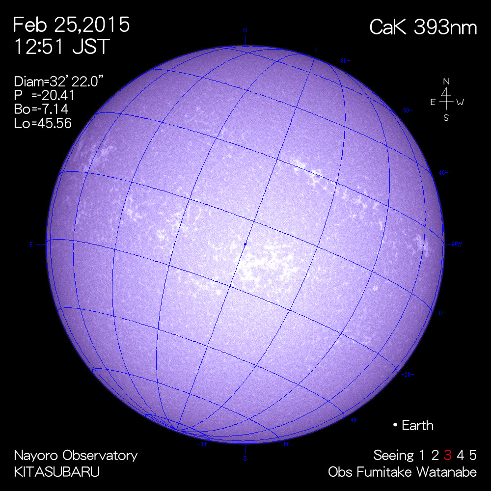 2015年2月25日CaK波長の太陽