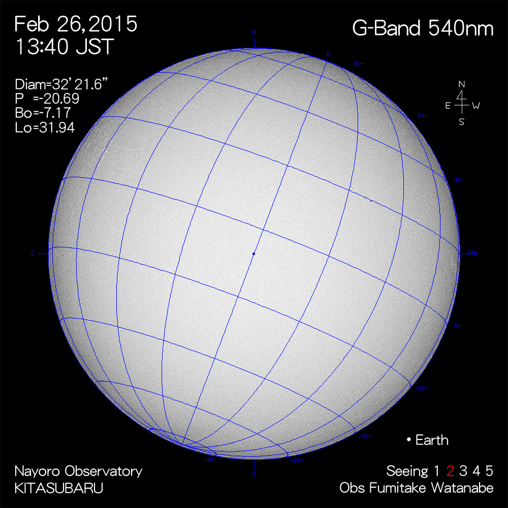 2015年2月26日540nm波長の太陽
