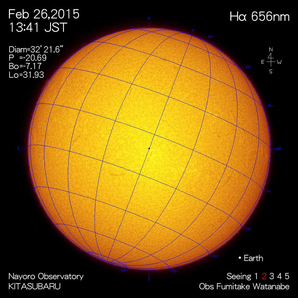 2015年2月26日Hα波長の太陽
