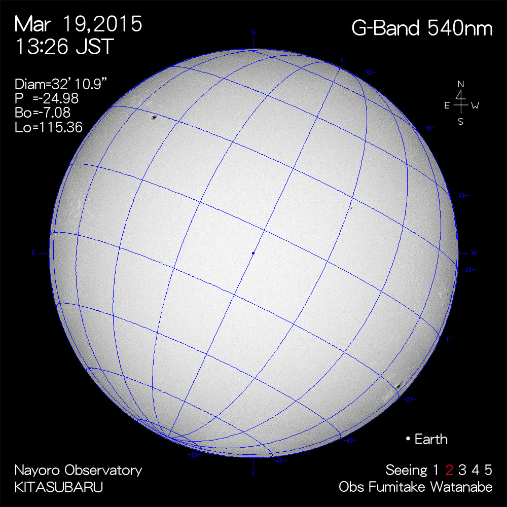 2015年3月19日540nm波長の太陽
