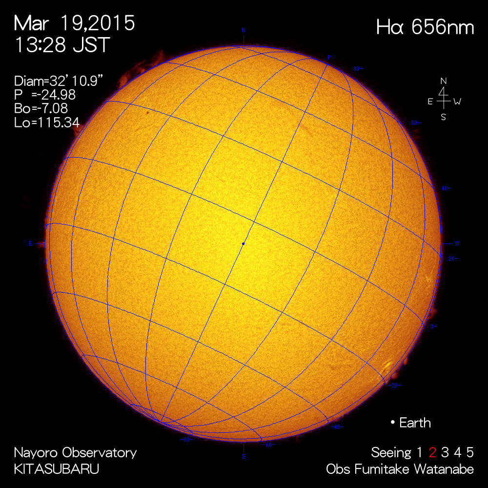 2015年3月19日Hα波長の太陽