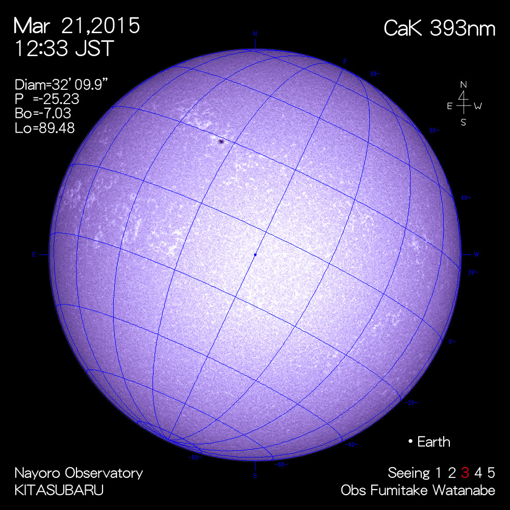 2015年3月21日CaK波長の太陽