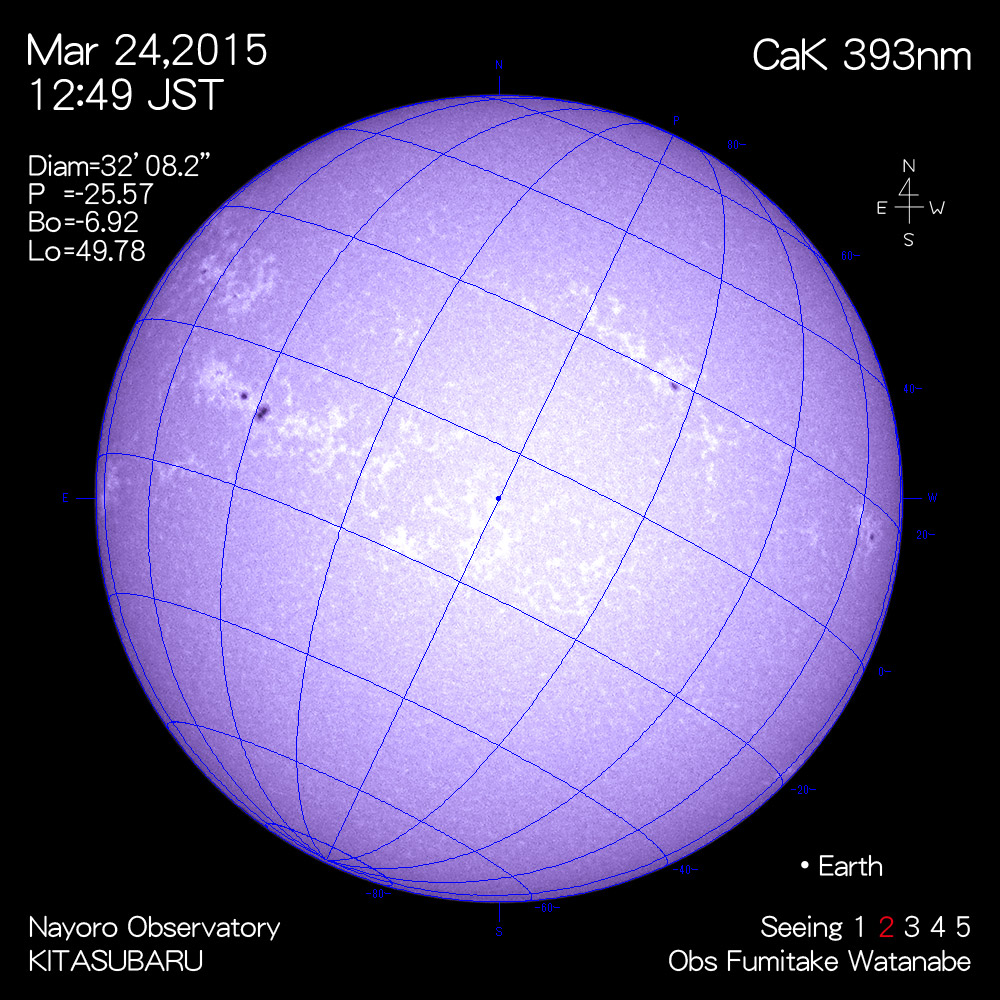 2015年3月24日CaK波長の太陽