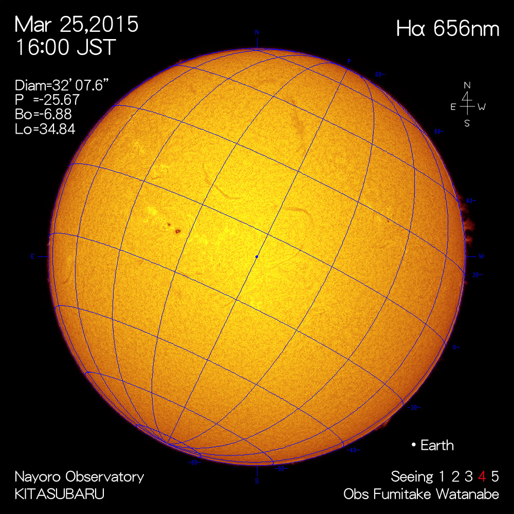 2015年3月25日Hα波長の太陽