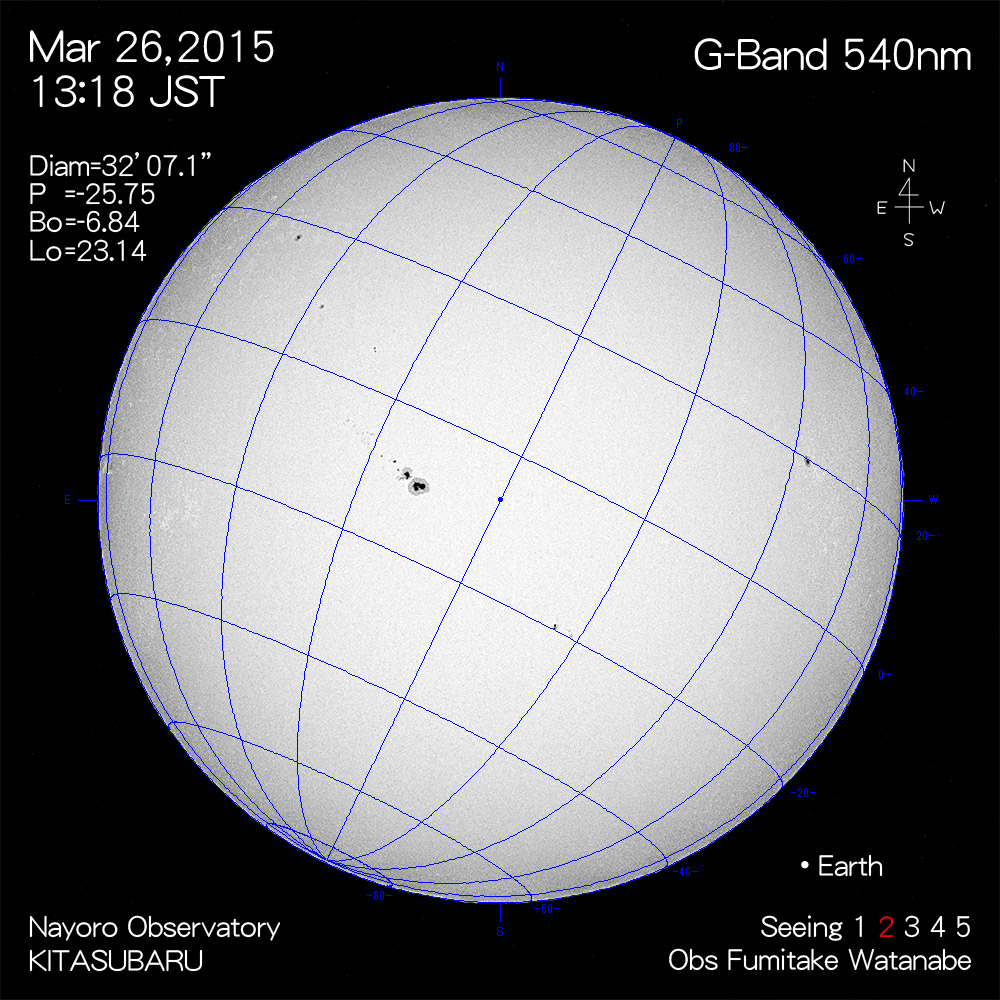 2015年3月26日540nm波長の太陽
