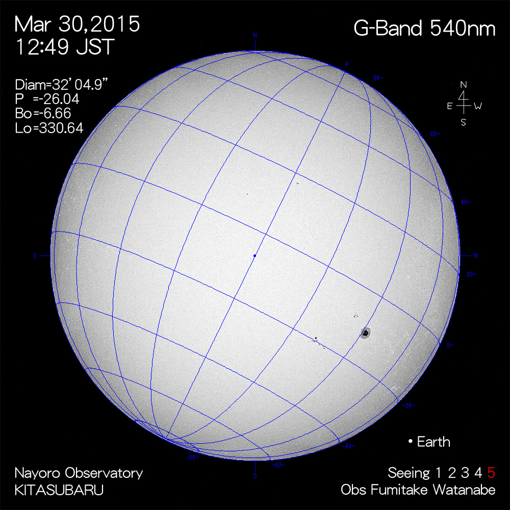 2015年3月30日540nm波長の太陽