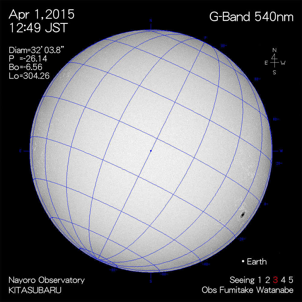 2015年4月1日540nm波長の太陽