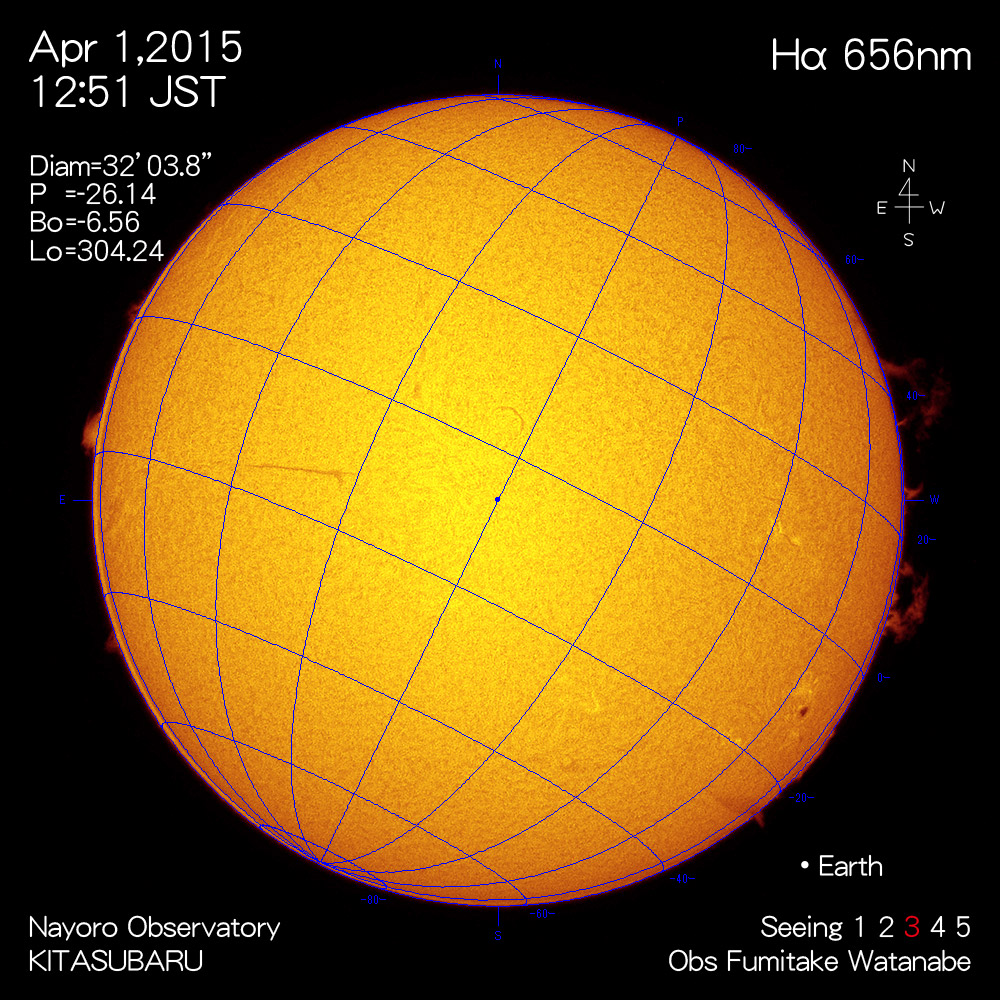 2015年4月1日Hα波長の太陽