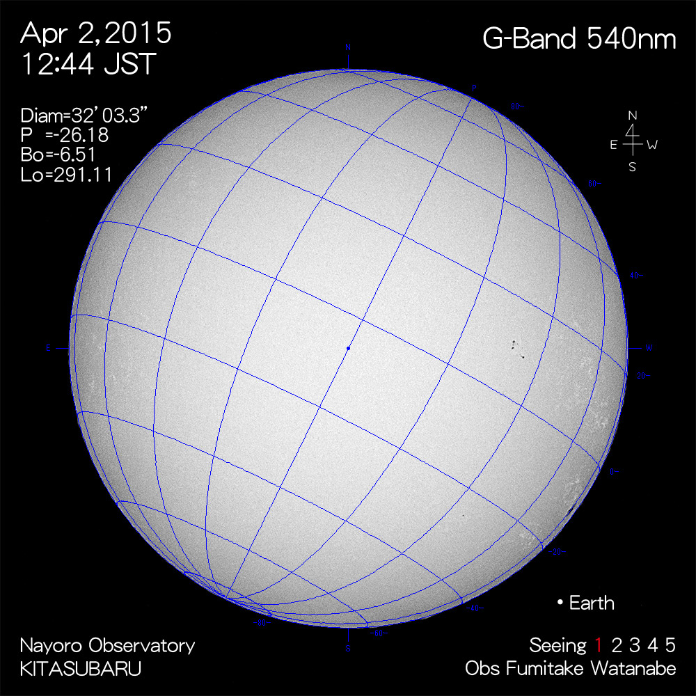 2015年4月2日540nm波長の太陽