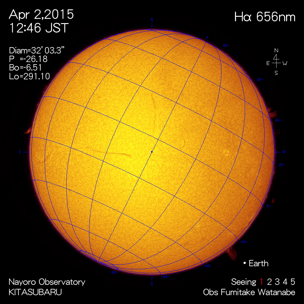 2015年4月2日Hα波長の太陽