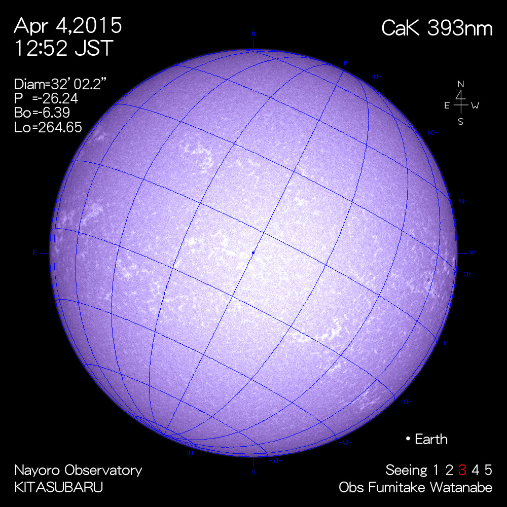 2015年4月4日CaK波長の太陽