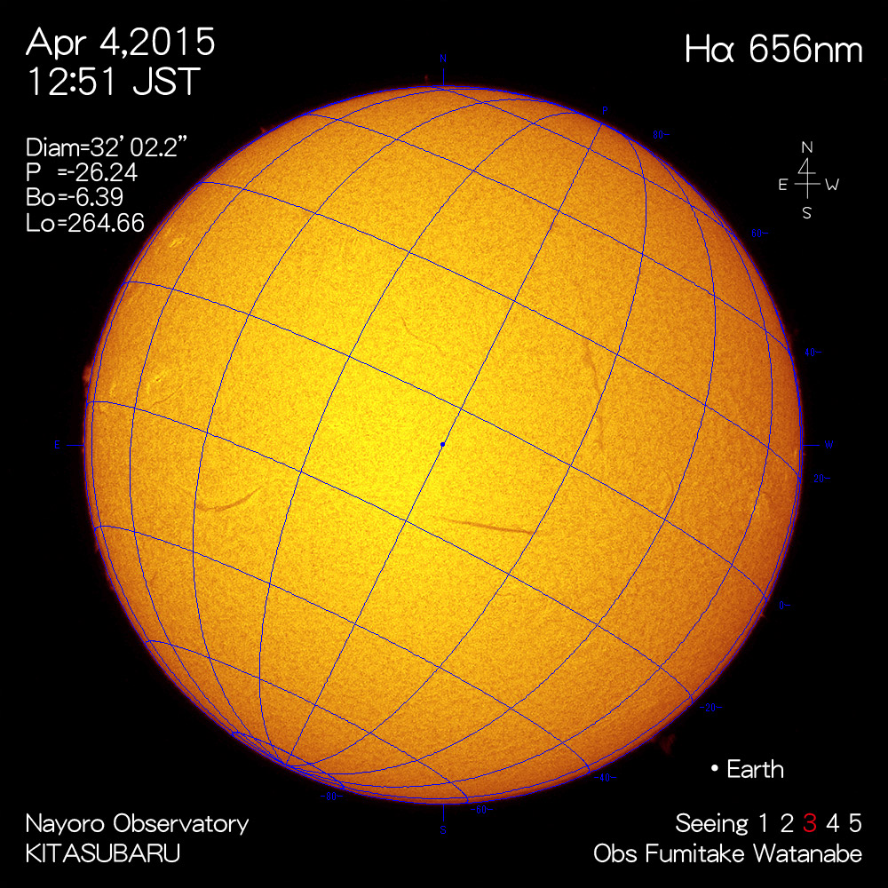 2015年4月4日Hα波長の太陽