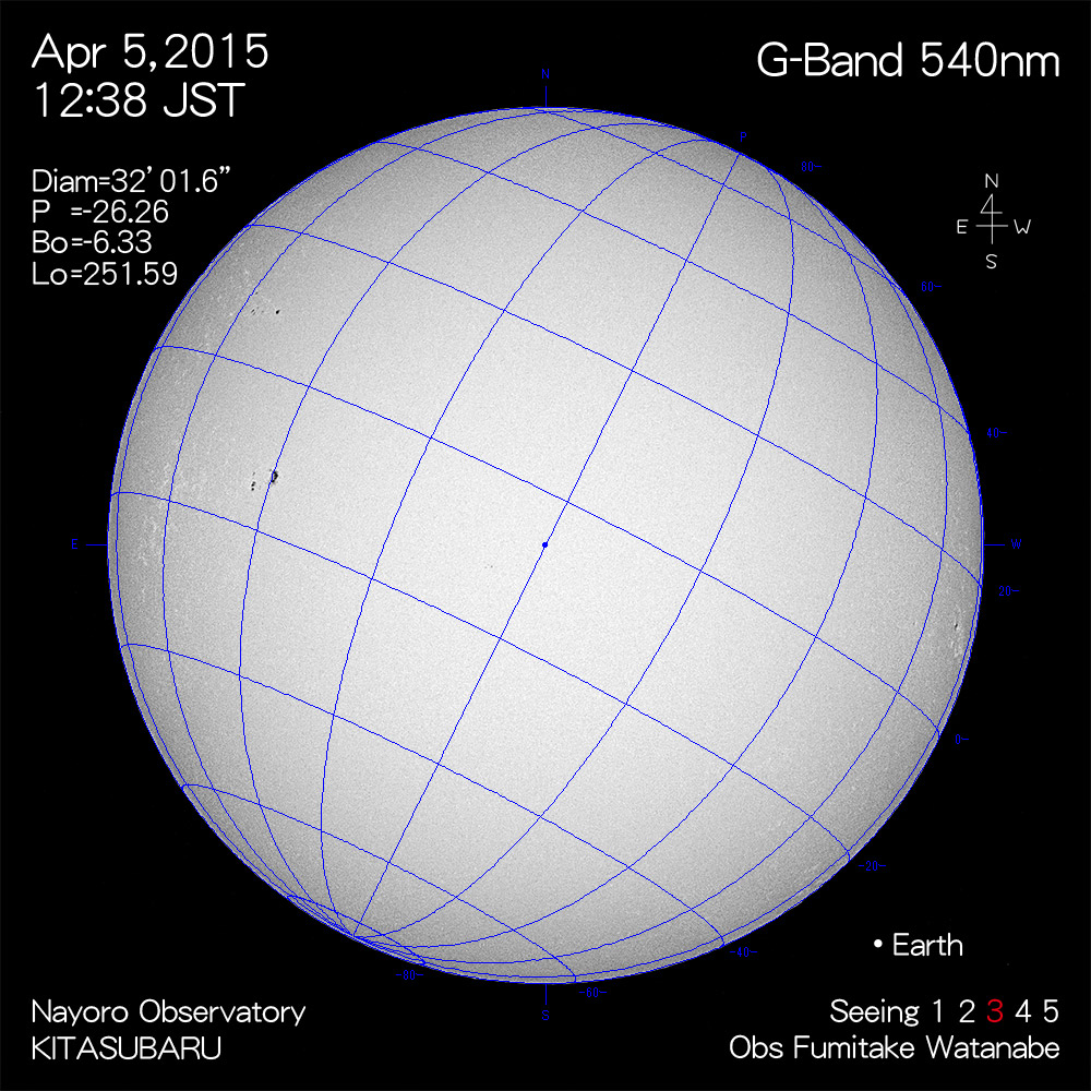 2015年4月5日540nm波長の太陽