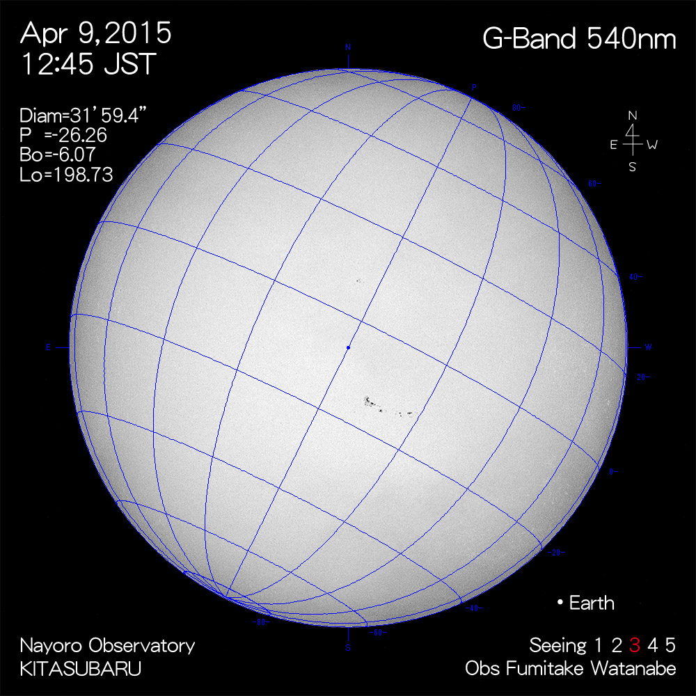 2015年4月9日540nm波長の太陽