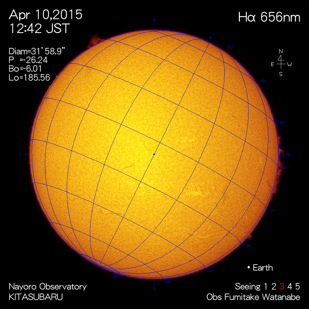 2015年4月10日Hα波長の太陽