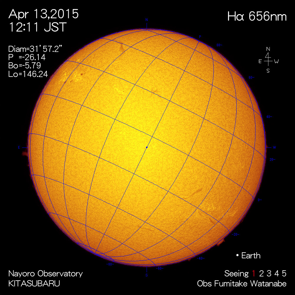 2015年4月13日Hα波長の太陽