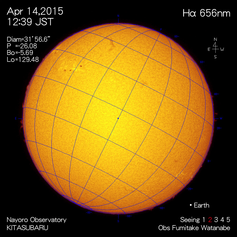 2015年4月14日Hα波長の太陽
