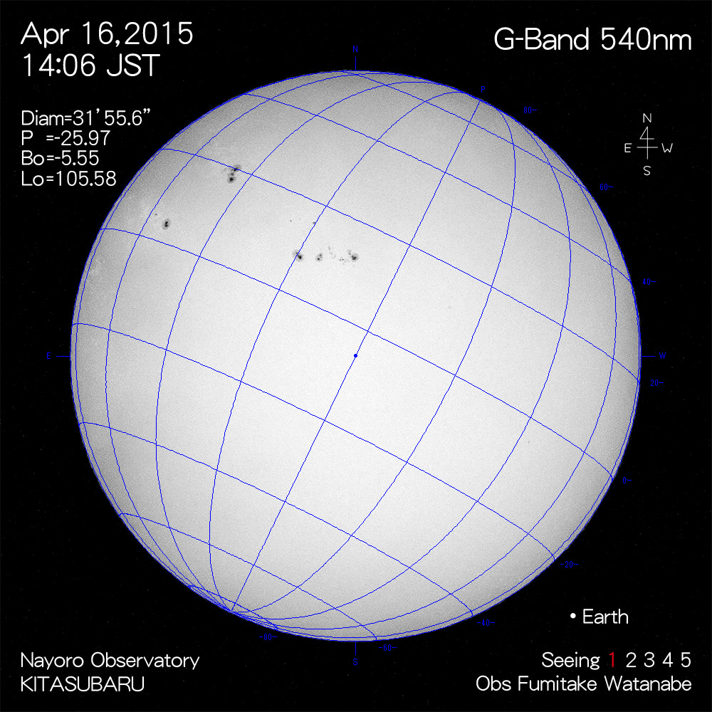 2015年4月16日540nm波長の太陽
