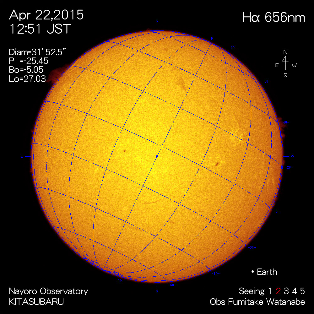 2015年4月22日Hα波長の太陽