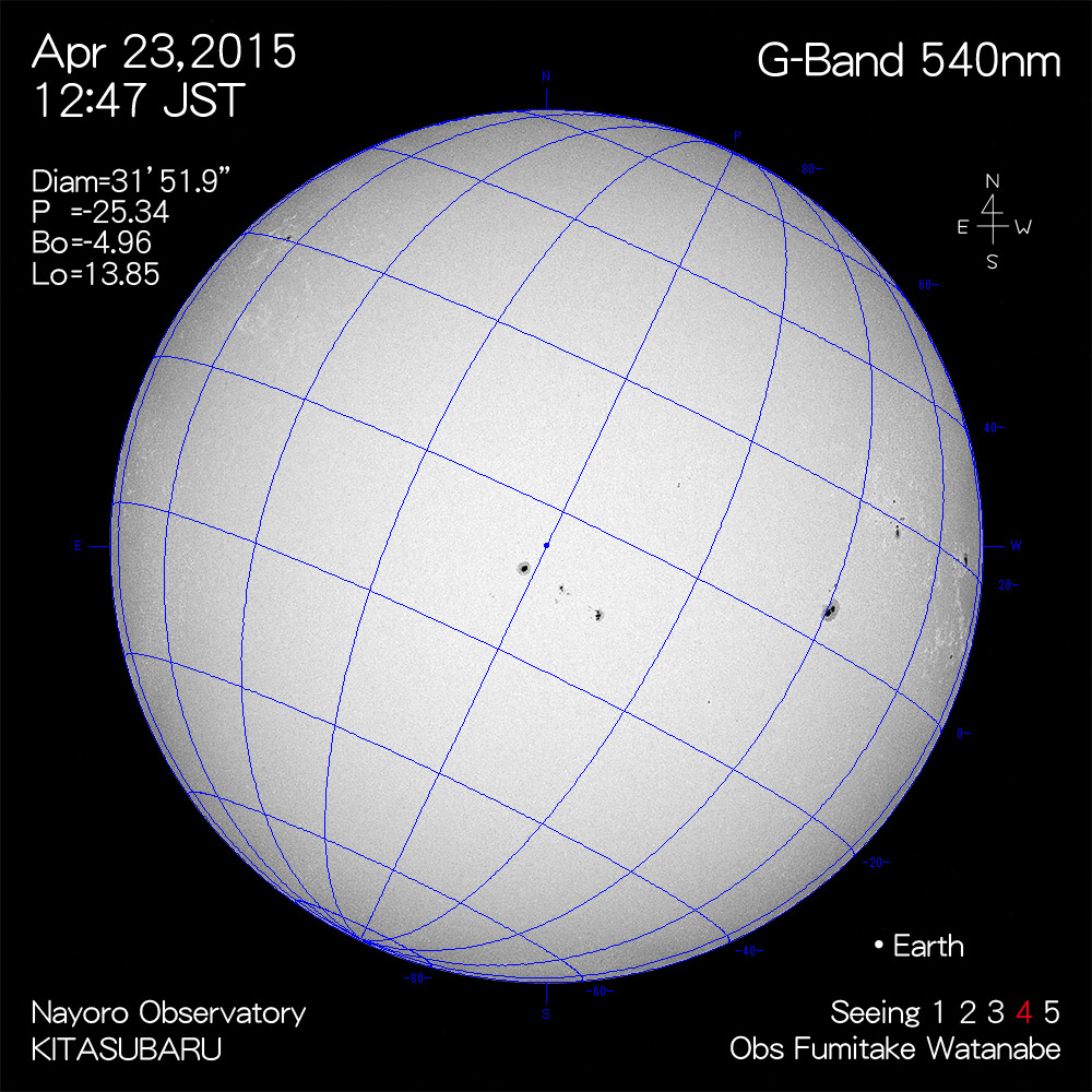 2015年4月23日540nm波長の太陽