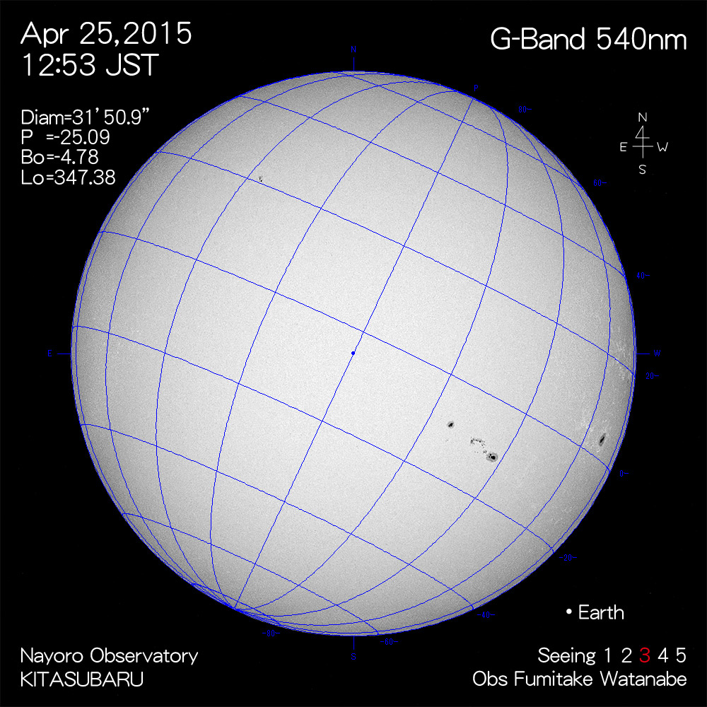 2015年4月25日540nm波長の太陽