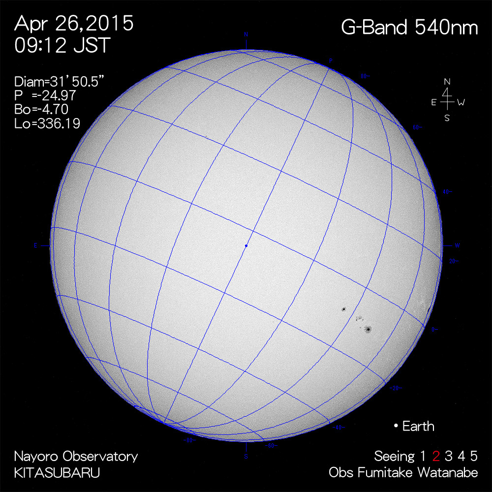 2015年4月26日540nm波長の太陽