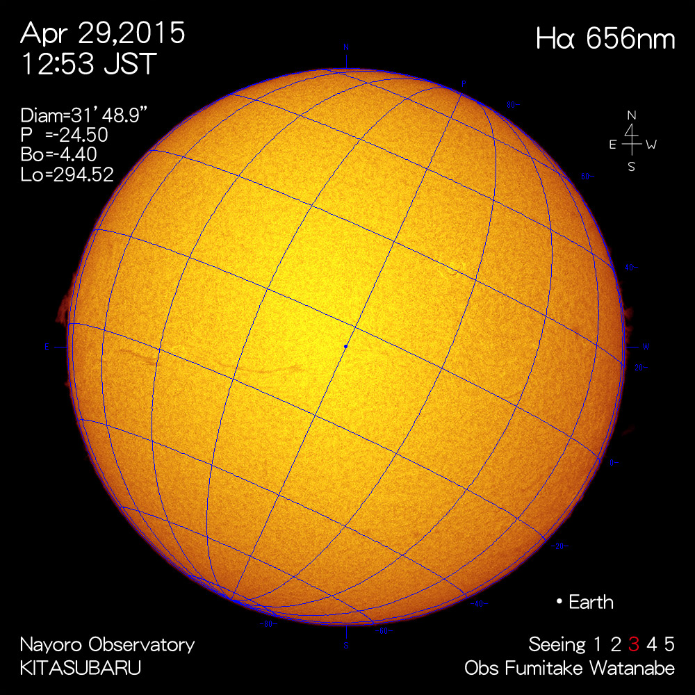 2015年4月29日Hα波長の太陽