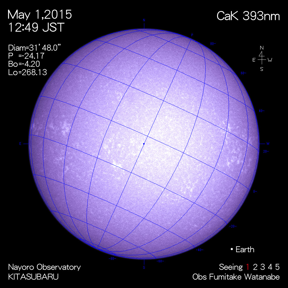 2015年5月1日CaK波長の太陽