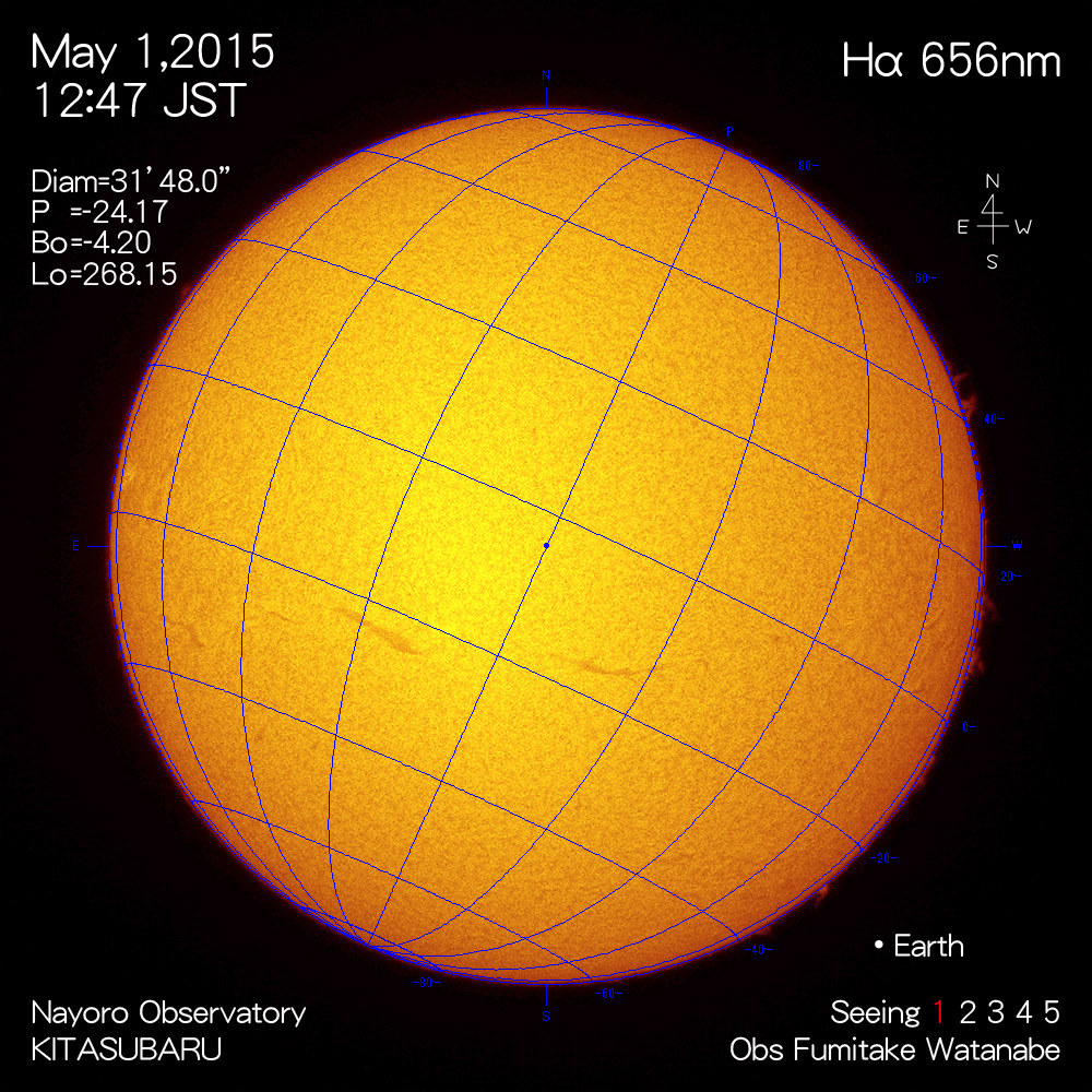 2015年5月1日Hα波長の太陽