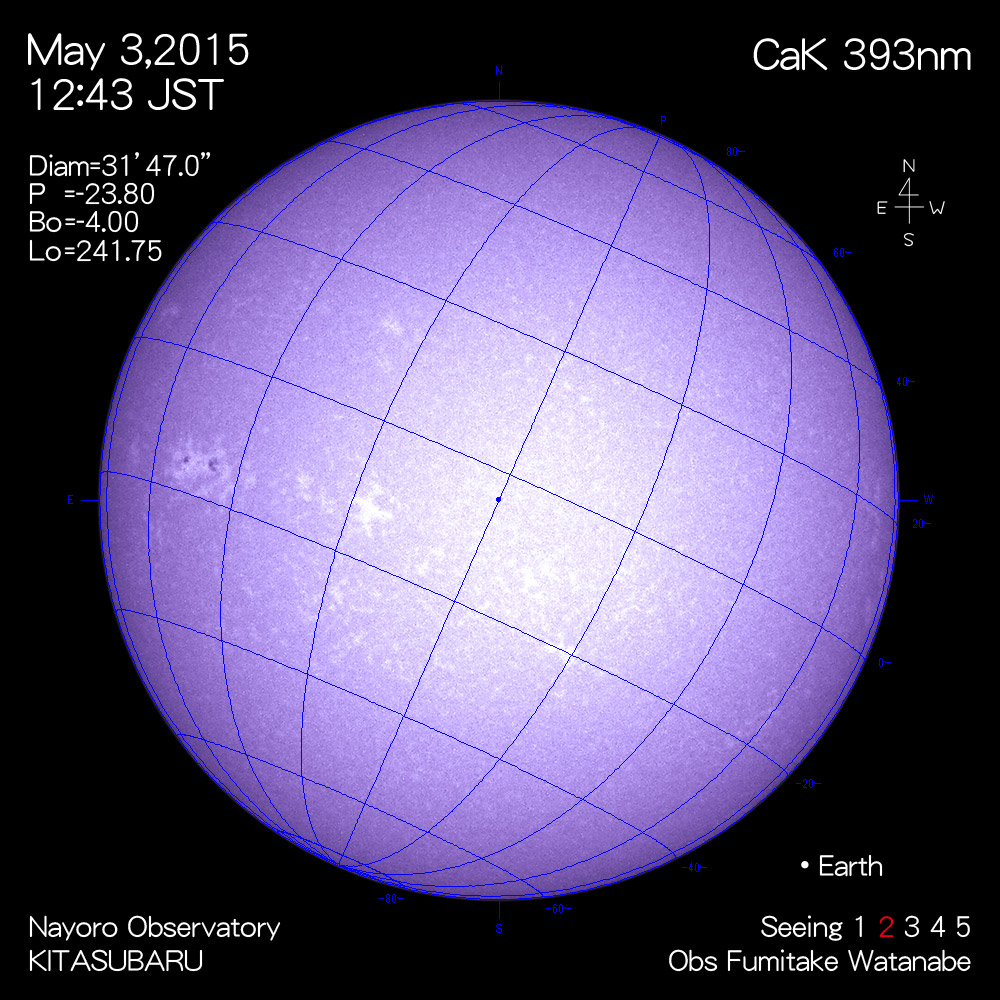 2015年5月3日CaK波長の太陽