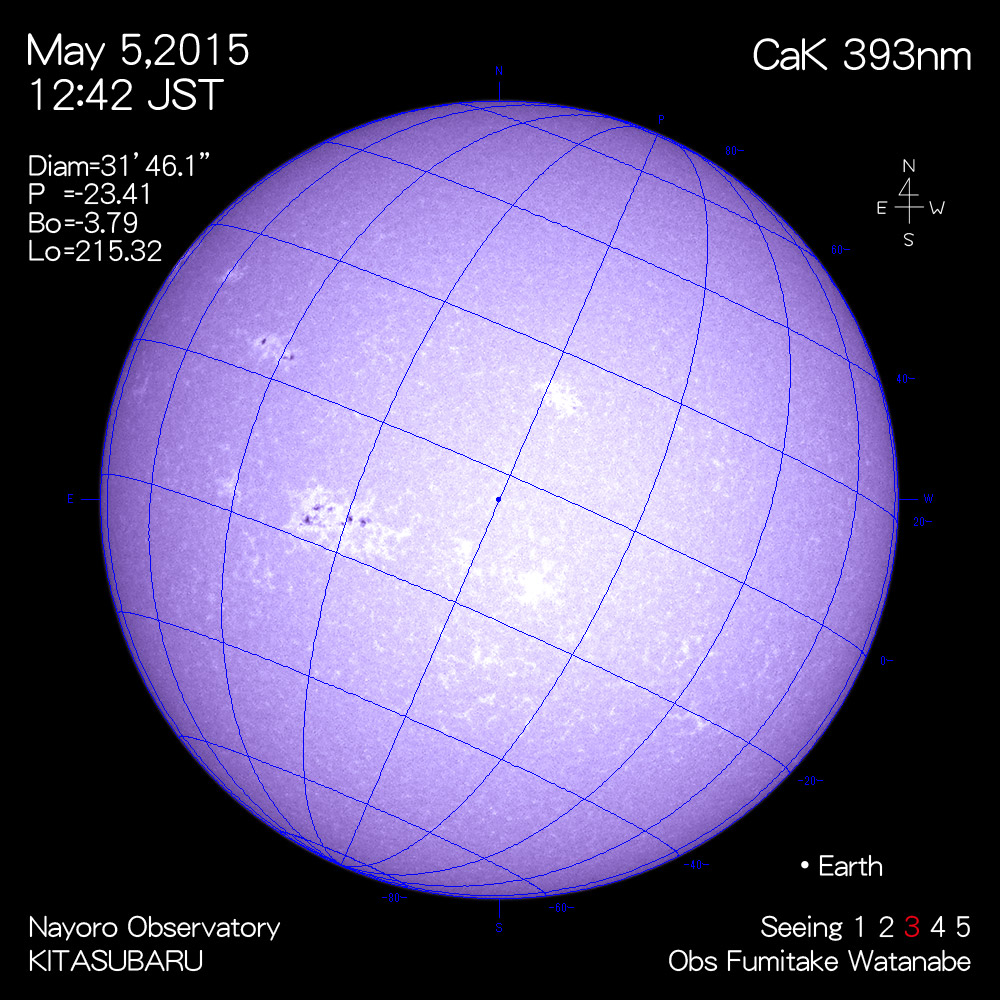 2015年5月5日CaK波長の太陽